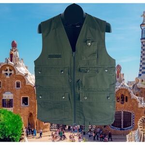 Vintage Campri Fishing/Hunting Vest - Army Green, Men's Size S